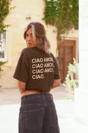 T-shirt "Ciao amore" - Marrone/Beige